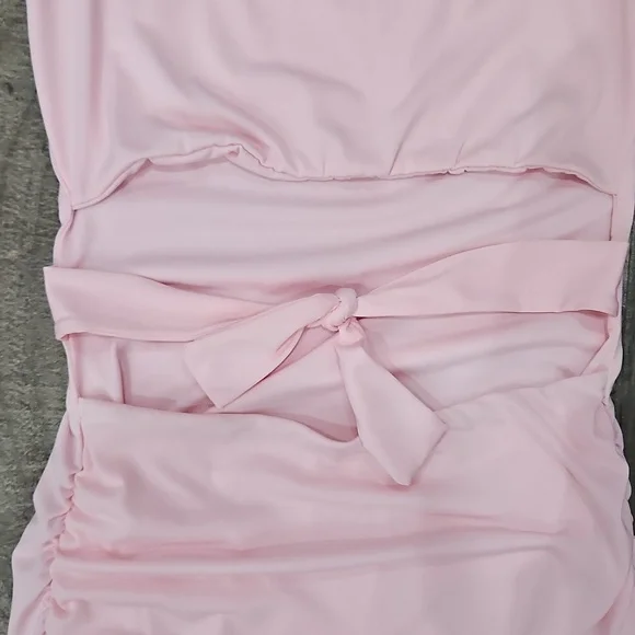 Lucy In The Sky Bodycon Pink Ruched Dress Open Stomach Size Small - Picture 3 of 6